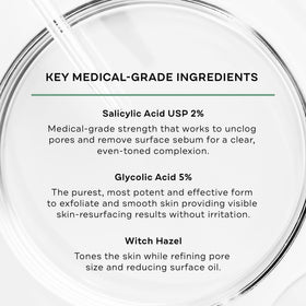 Replenix product label ingredient list highlighting acids and witch hazel