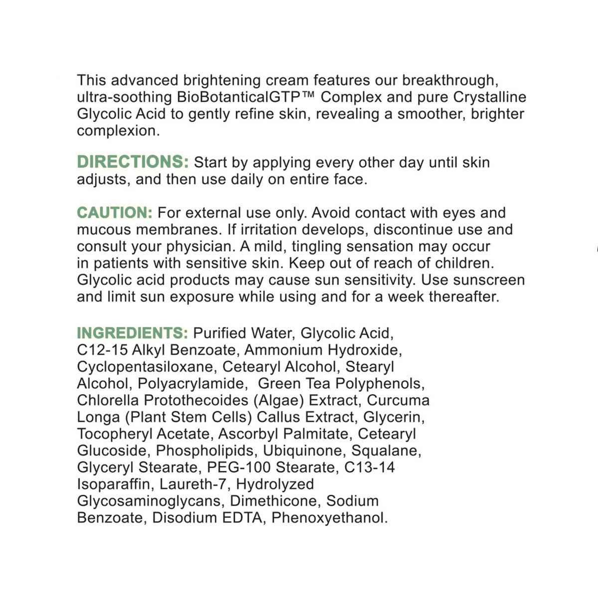 Replenix ingredient list shot emphasizing glycolic acid strength
