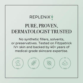 Replenix on bathroom vanity in morning routine scene emphasizing fresh brightening effect