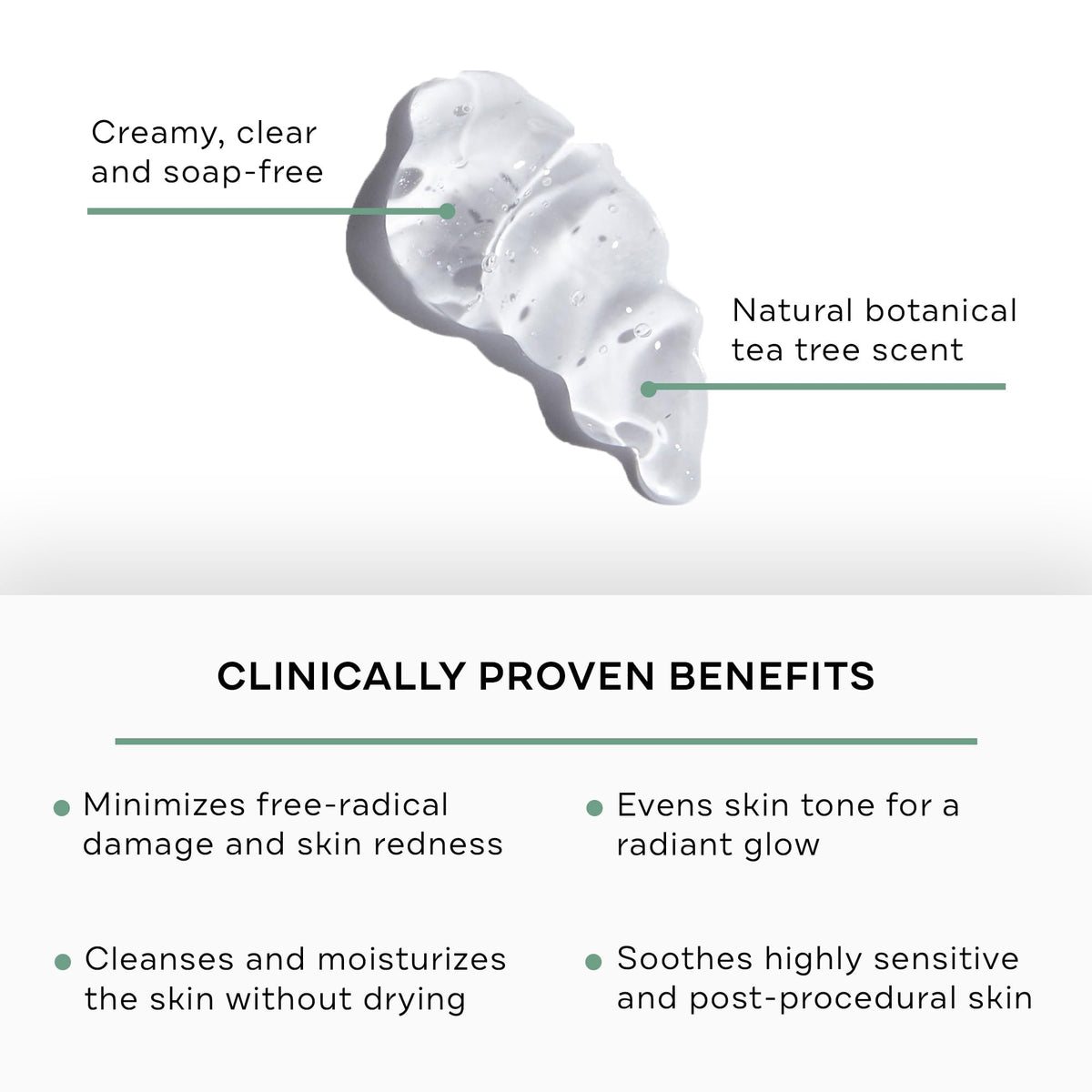 Replenix creamy texture close-up highlighting gentle formula and moisturizing finish for sensitive skin