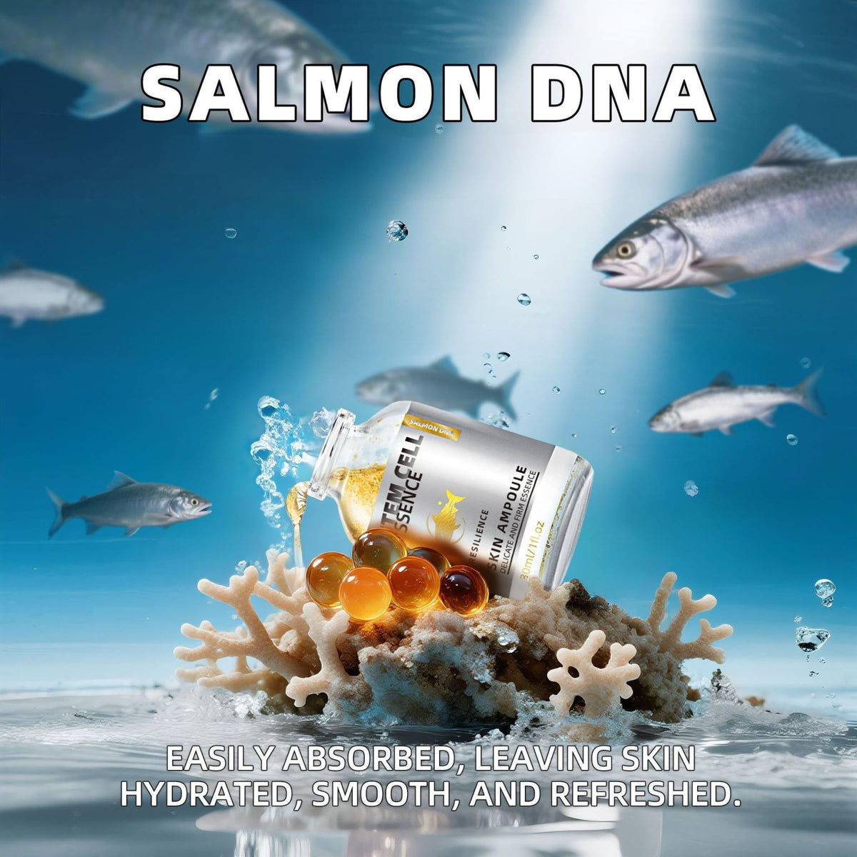 Repqoauv label close-up highlighting PDRN ingredients and clarity benefit