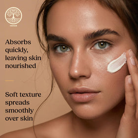 Hand applying Reroot Organics Manuka tallow demonstrating smooth absorption and moisturization
