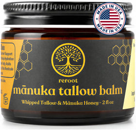 Reroot Organics jar front view showing clean label and unscented balm for simple hydration