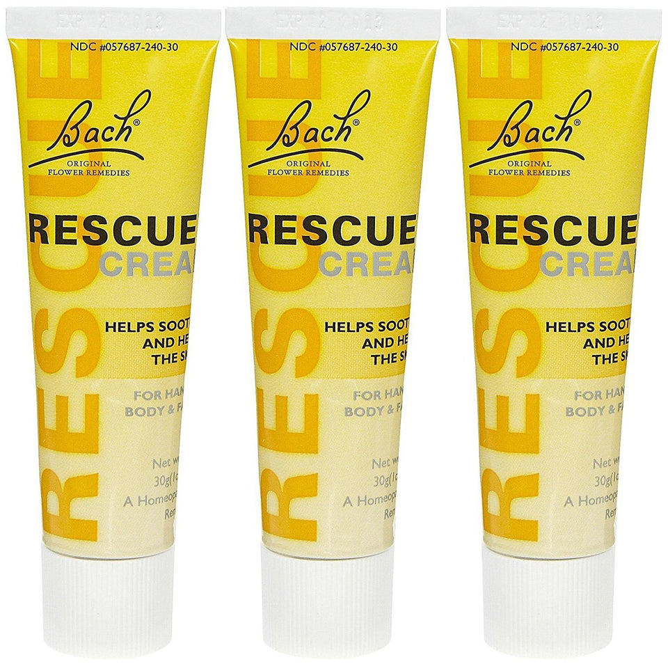 RESCUE Rescue Cream front packaging showing three 1 oz jars, travel-ready convenience