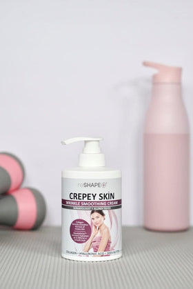 Reshape+ on bathroom shelf lifestyle shot signaling daily skincare routine