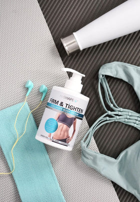 Reshape+ on bathroom vanity illustrating daily body care routine