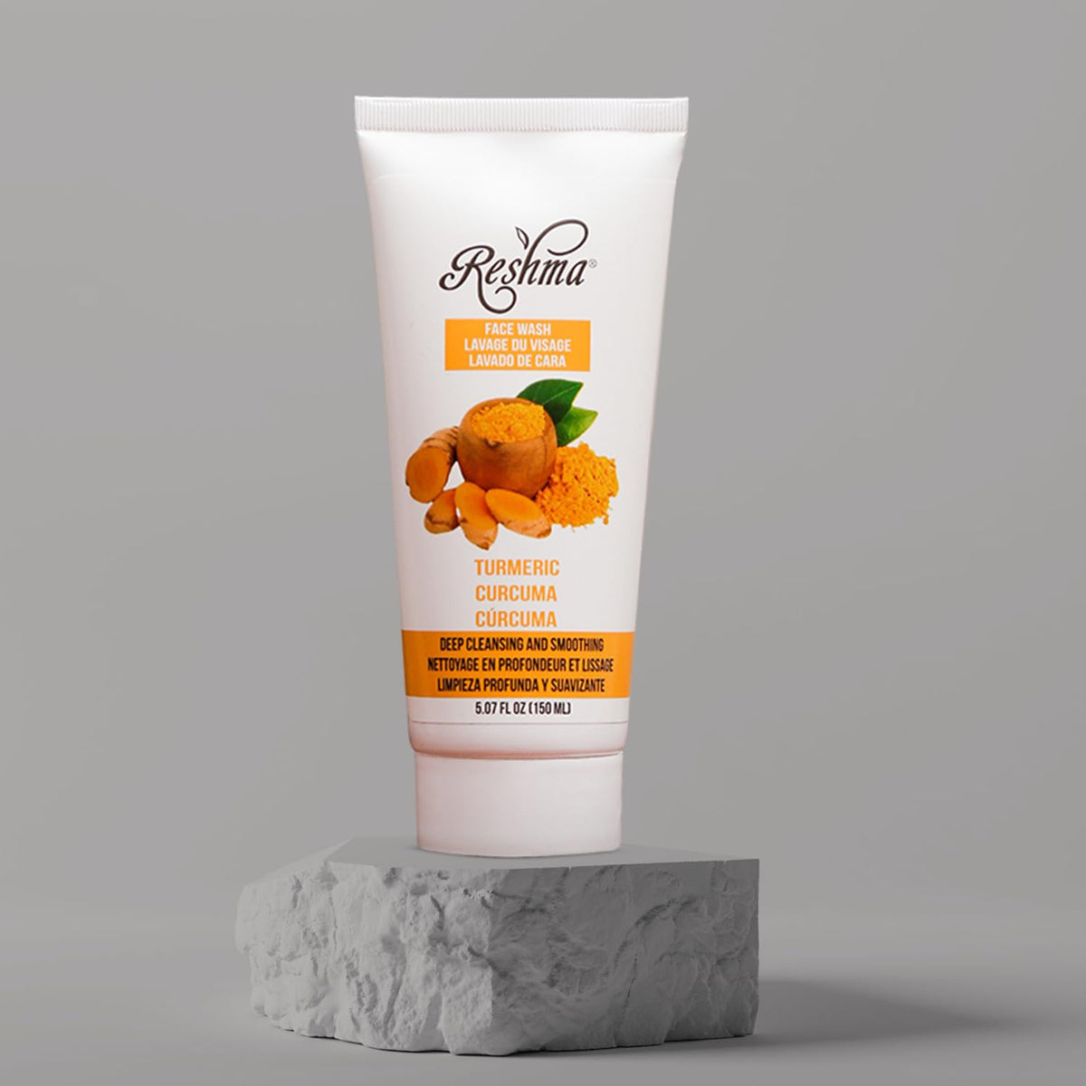 Reshma Beauty tube styled on bathroom shelf, suggests everyday routine placement