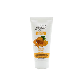 Reshma Beauty turmeric root and product, emphasizes natural brightening ingredient