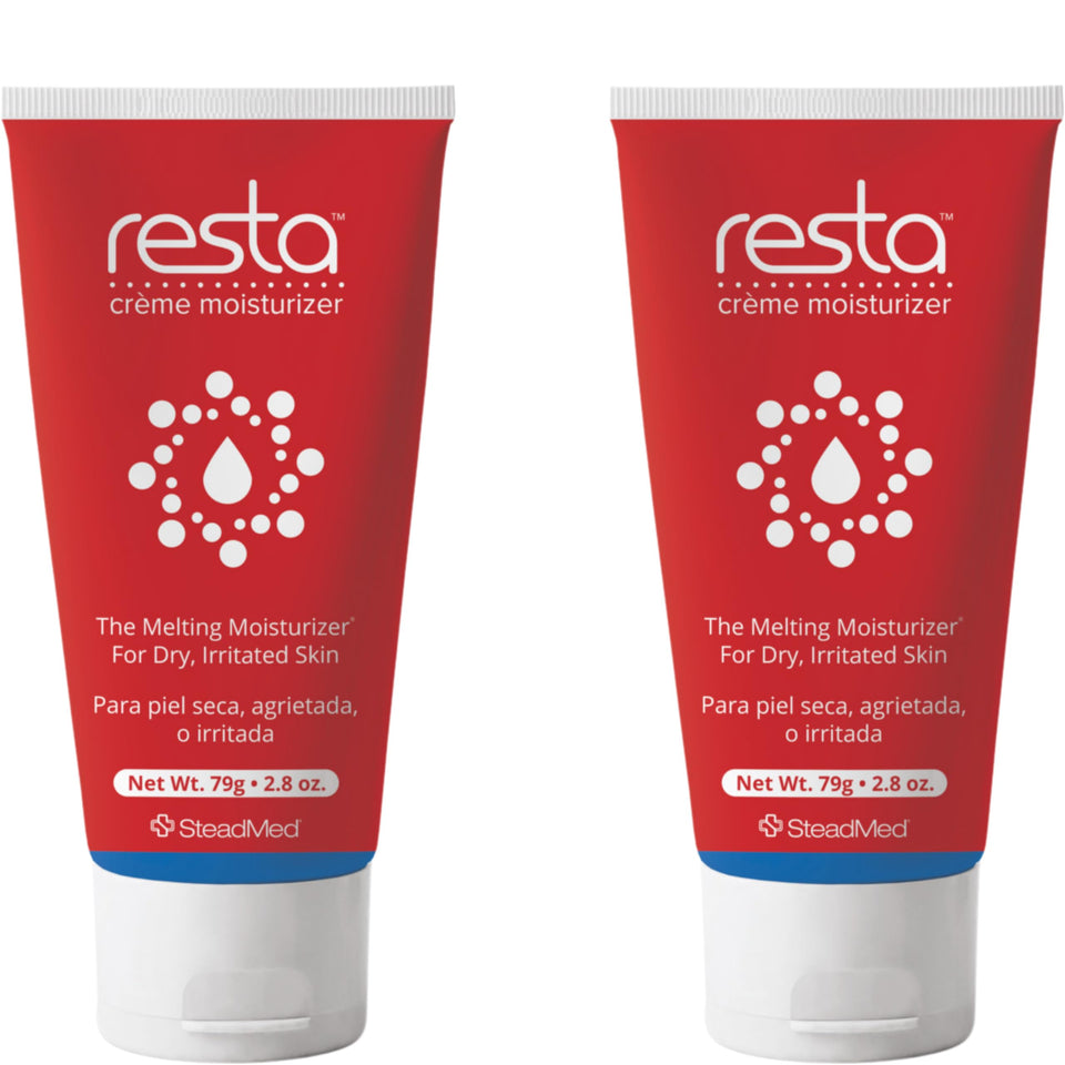 Resta front packaging showing unscented moisturizer and benefits