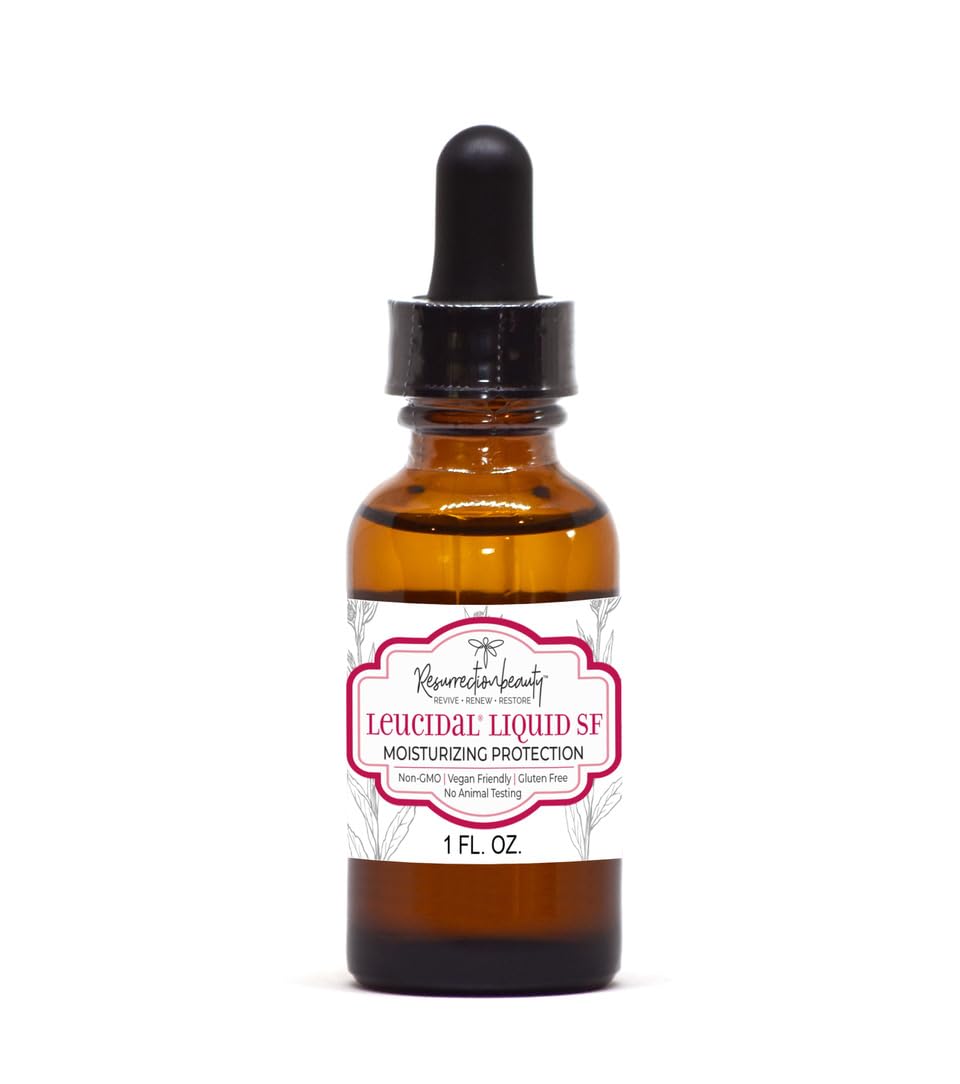 RESURRECTIONbeauty Leucidal Liquid SF front bottle, natural protection benefit