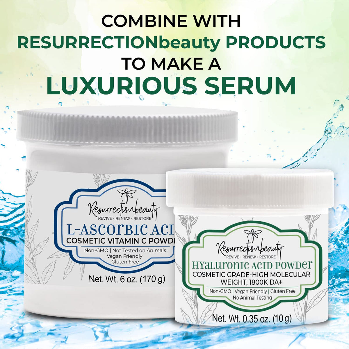 RESURRECTIONbeauty digital scale and ingredients layout promoting accurate formulation