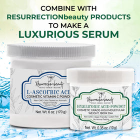 RESURRECTIONbeauty digital scale and ingredients layout promoting accurate formulation