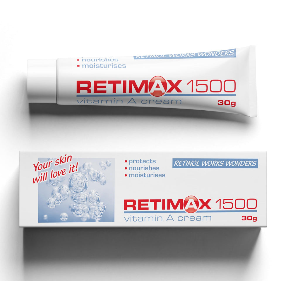 Retimax front tube showing label and 30g size and clear ingredient focus