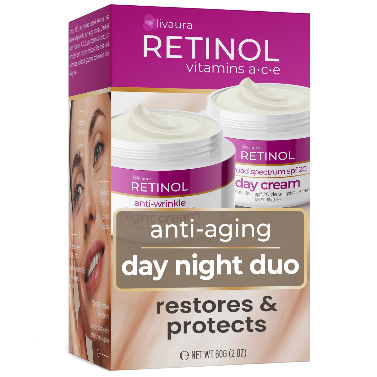 Retinol LIVAURA front packaging showing set and benefits