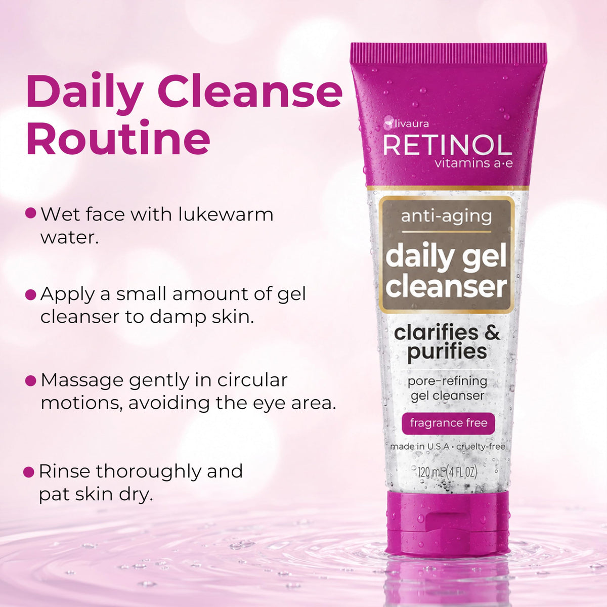 Retinol LIVAURA ingredient label close view showing gentle formulation benefits