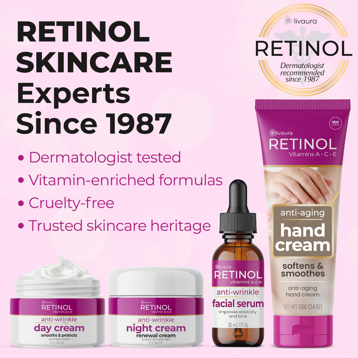 Retinol LIVAURA beside ruler showing jar size and travel-friendly benefit