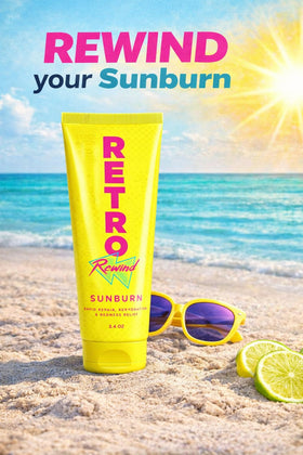 RETRO Rewind label showing ingredients and guidance for soothing skin