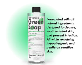 RetroDeco diluted green soap in bowl ready to use, showing foaming and clarity benefit