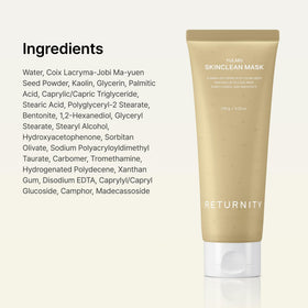 RETURNITY on bathroom shelf in lifestyle scene suggesting relaxed skincare ritual