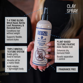 REUZEL bottle in hand showing 3.38 oz scale and travel-friendly benefit