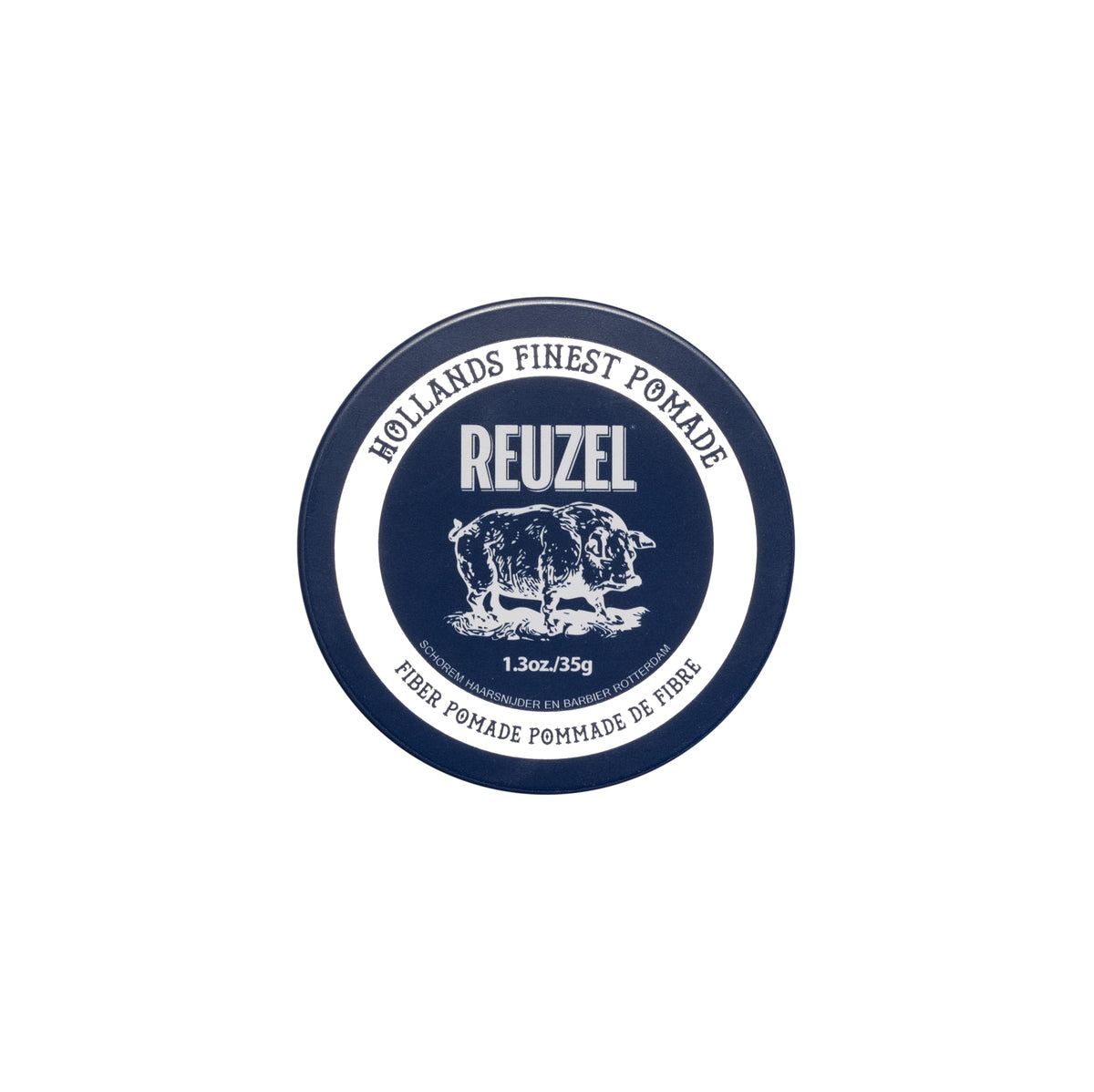REUZEL front can view showing label and size, highlights easy grip and brand trust