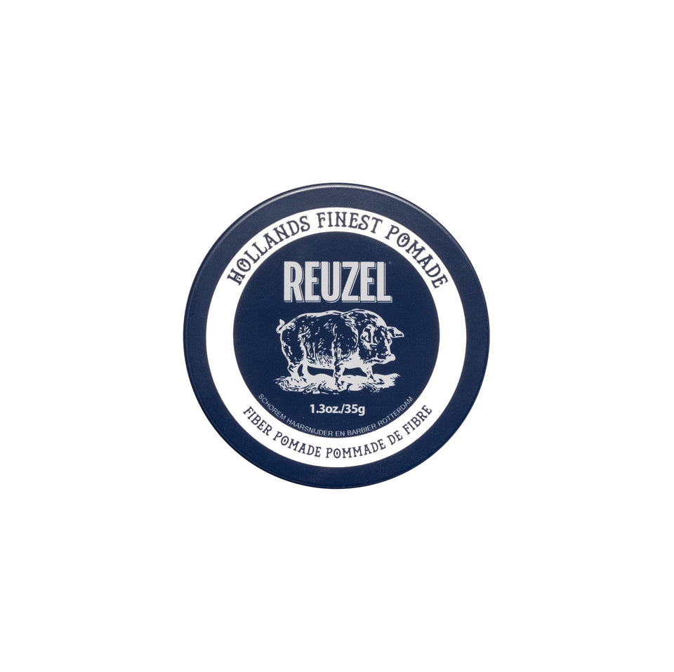 REUZEL front can view showing label and size, highlights easy grip and brand trust