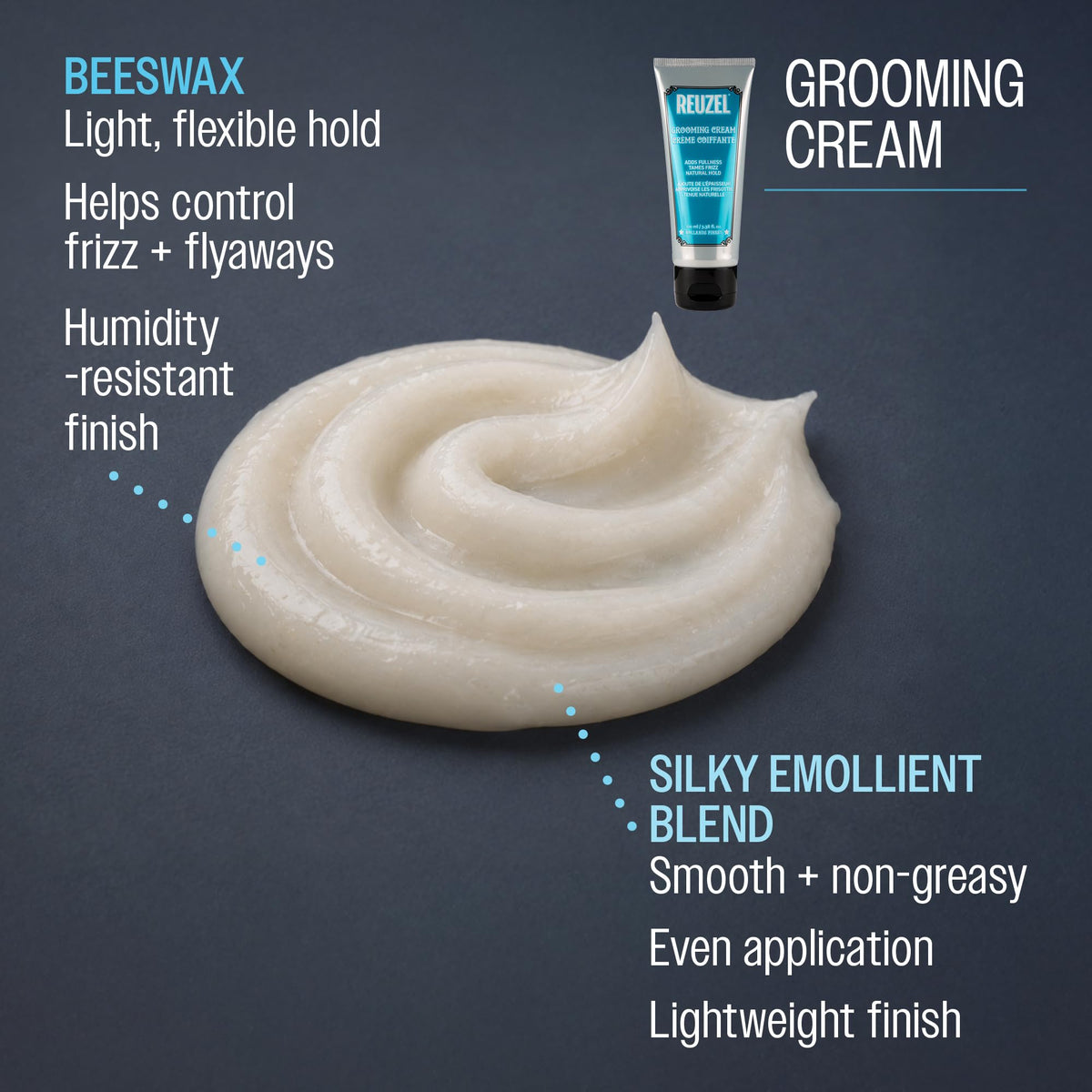 REUZEL ingredient label close-up highlighting coconut oil and kaolin benefits