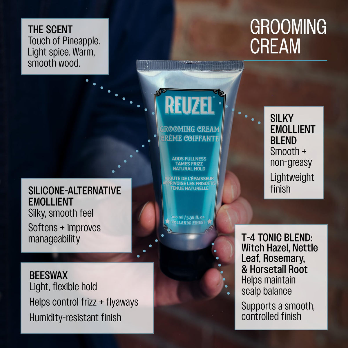 REUZEL before and after styling comparison showing added texture and volume benefit