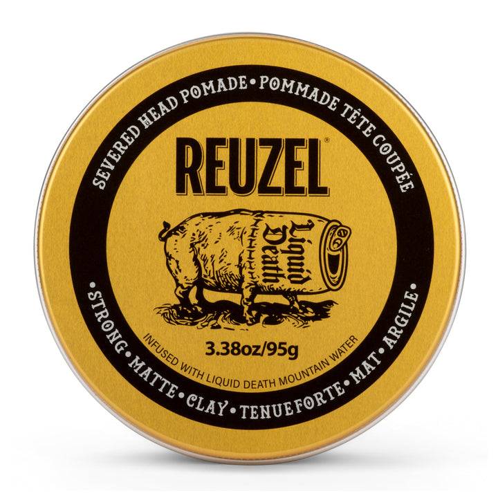 REUZEL Severed Head front jar showing branding and size, clear product identity