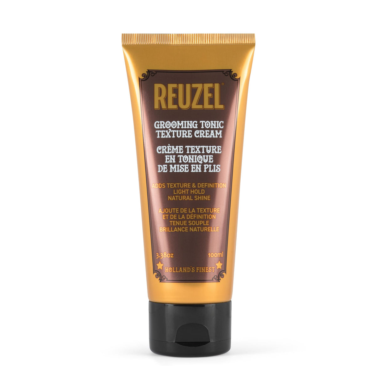 REUZEL front packaging showing 3.38oz cream for travel-ready styling