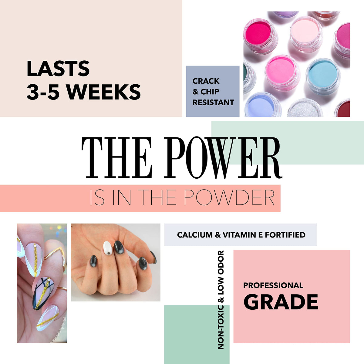 Revel Nail swatch of French white powder on skin demonstrating buildable coverage