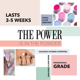 Revel Nail swatch of French white powder on skin demonstrating buildable coverage