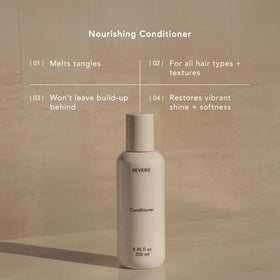 REVERIE 8 fl oz bottle next to travel items for scale and convenience