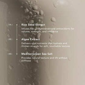 REVERIE texture close-up showing lightweight sea-salt finish and shine