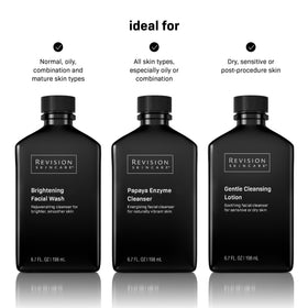Revision Skincare cleanser placed on bathroom shelf suggesting daily routine benefit