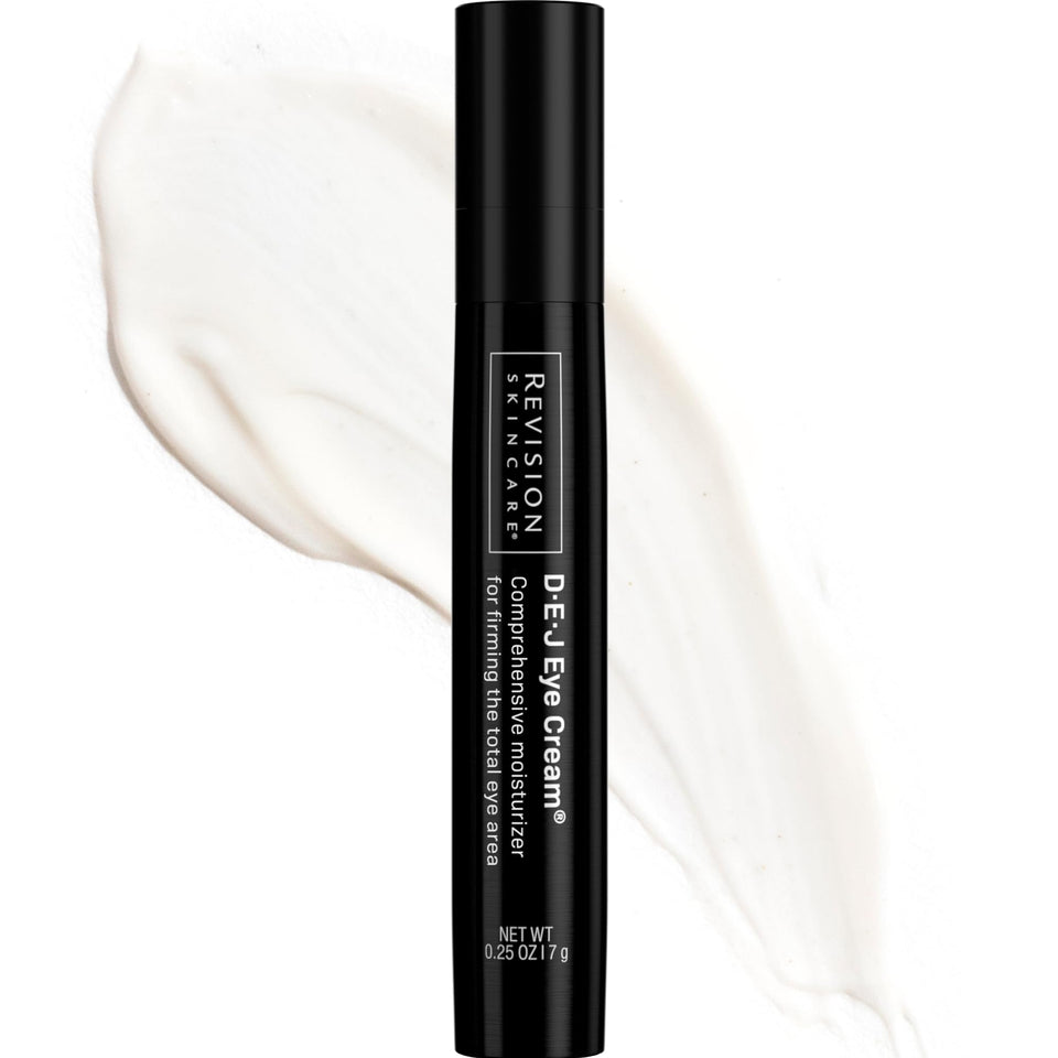 Revision Skincare D·E·J Eye Cream front jar showing sleek packaging and brand trust