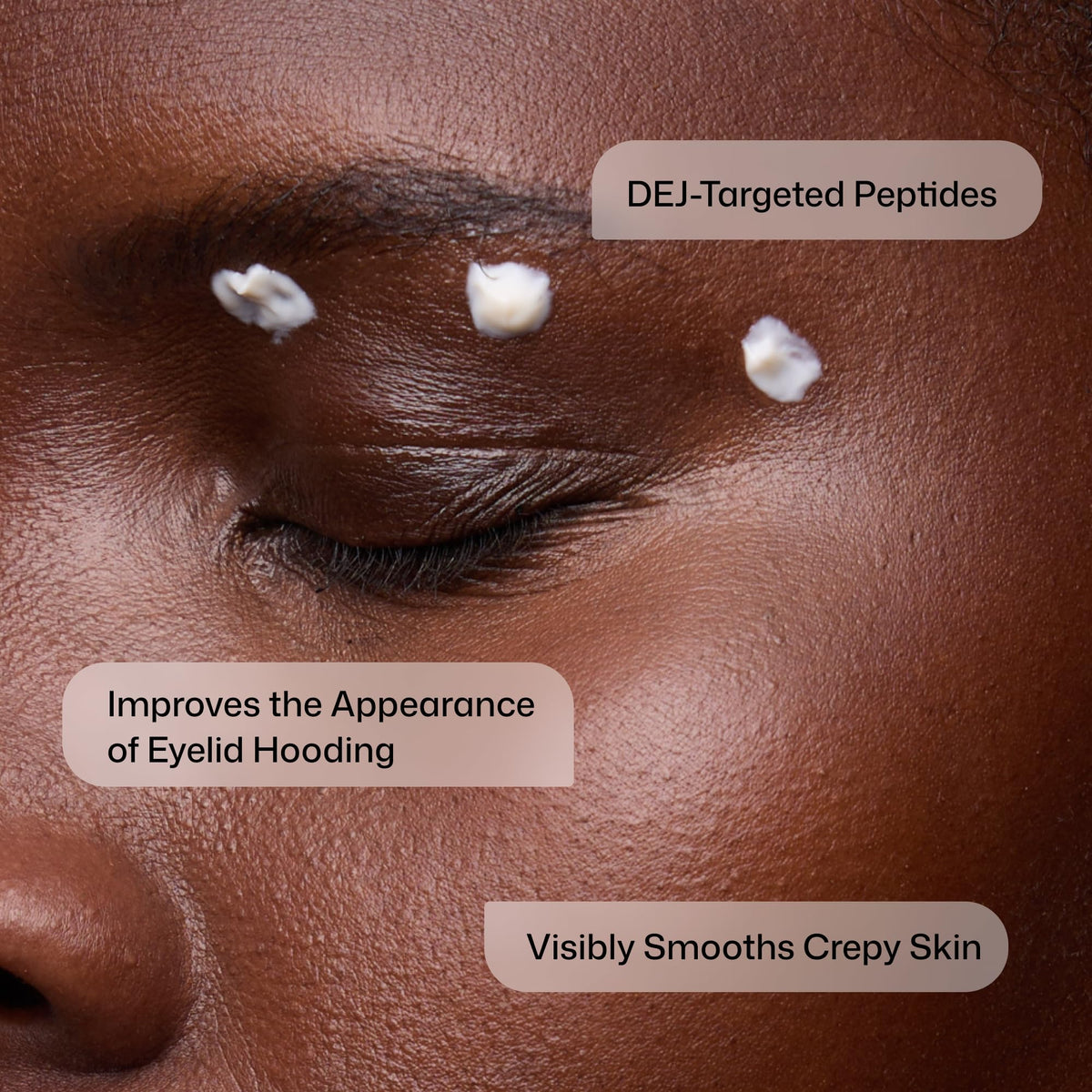 Revision Skincare D·E·J Eye Cream® peptides ingredient visual indicating firmer, lifted eye area