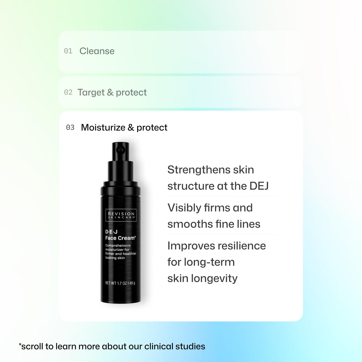 Revision Skincare D·E·J Face Cream® on bathroom vanity in a skincare routine setting