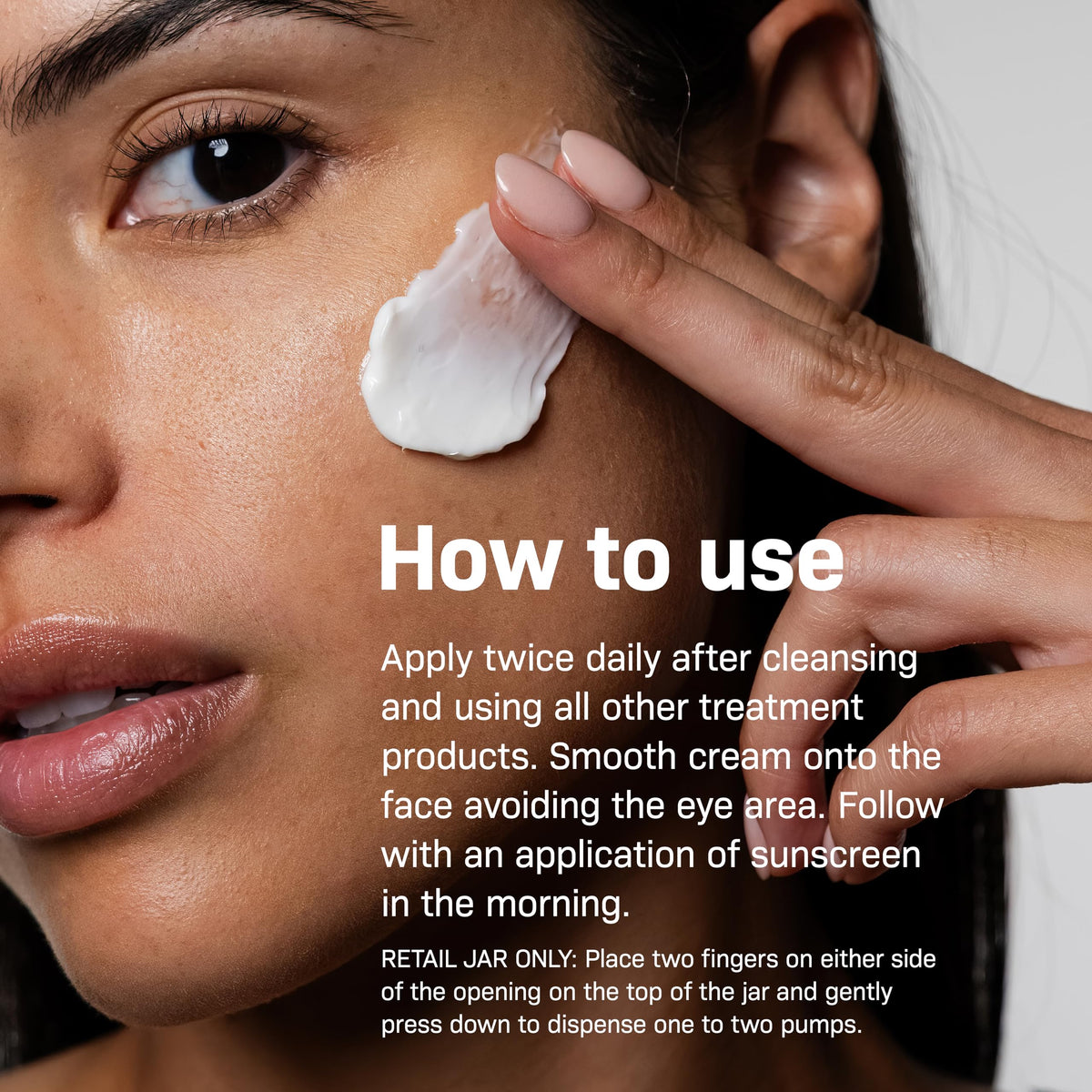 Revision Skincare cream being applied on hand demonstrating soothing barrier support