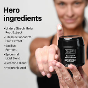 Revision Skincare jar beside coin showing 1.7 oz scale for travel-friendly benefit