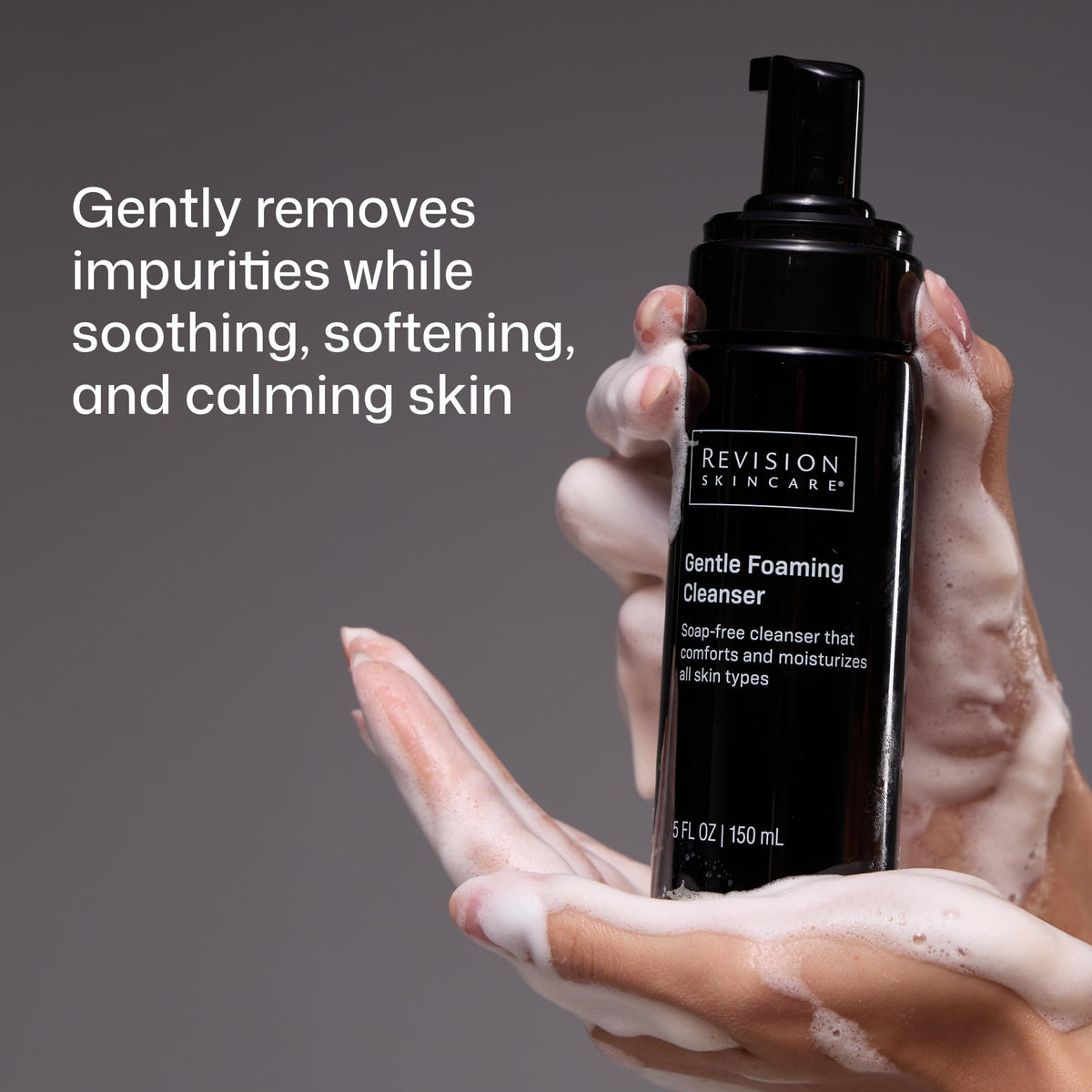 Revision Skincare foam texture close-up demonstrating rich velvety foam
