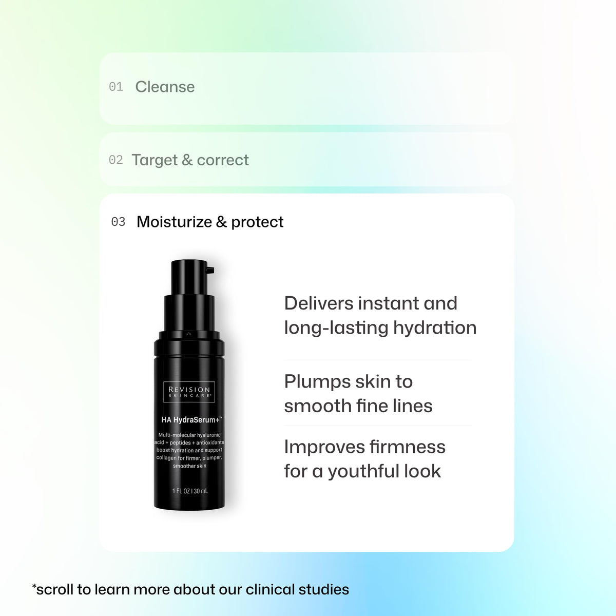 Revision Skincare application on face demonstrating even absorption benefit