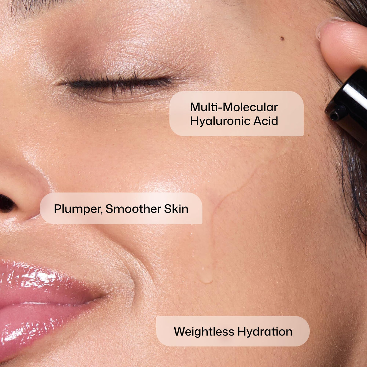 Revision Skincare ingredient label close-up showing dual hyaluronic acids benefit