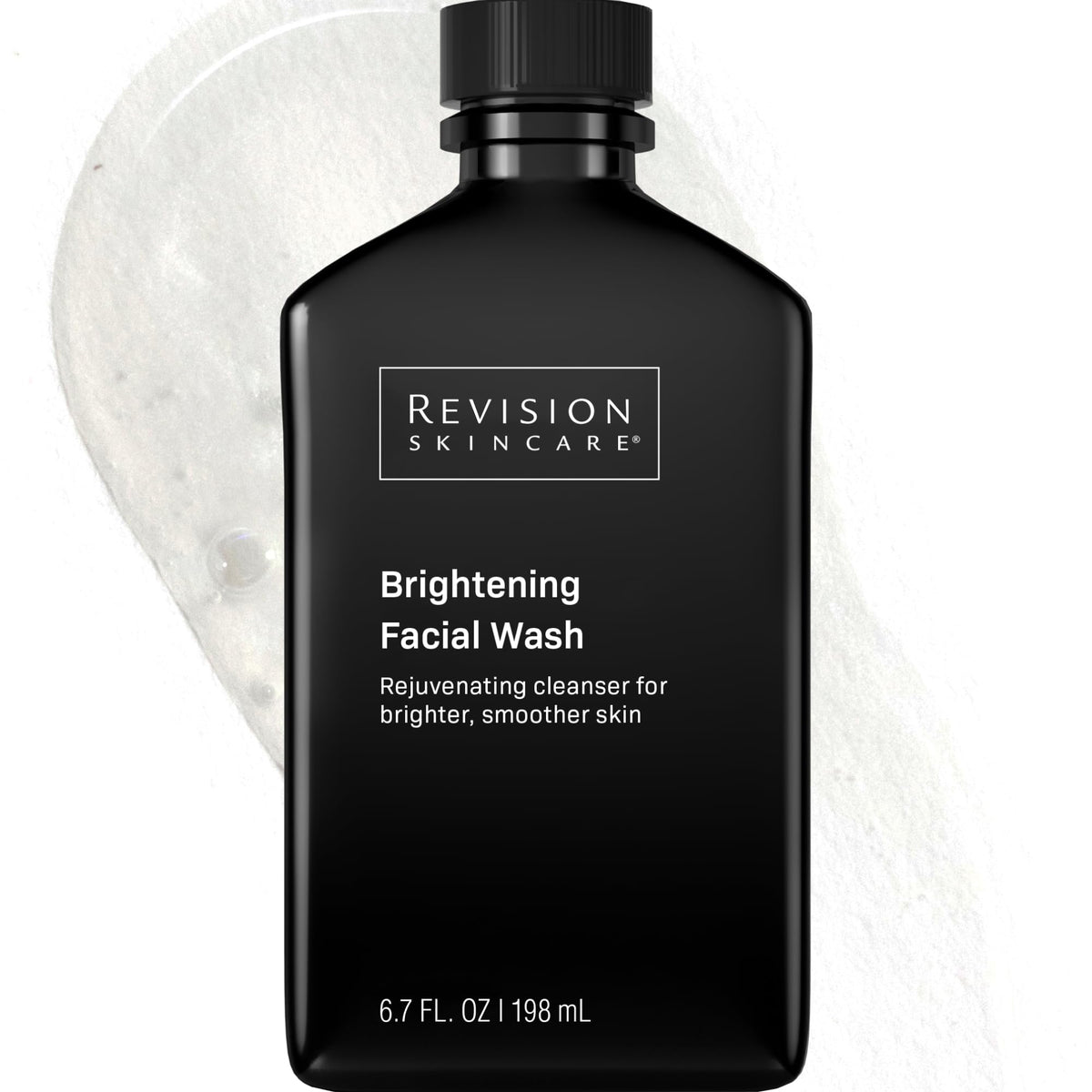 Revision Skincare front packaging showing brightening facial wash and benefits