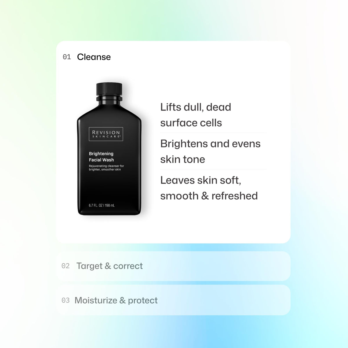 Revision Skincare wash staged in bathroom routine suggesting simple use