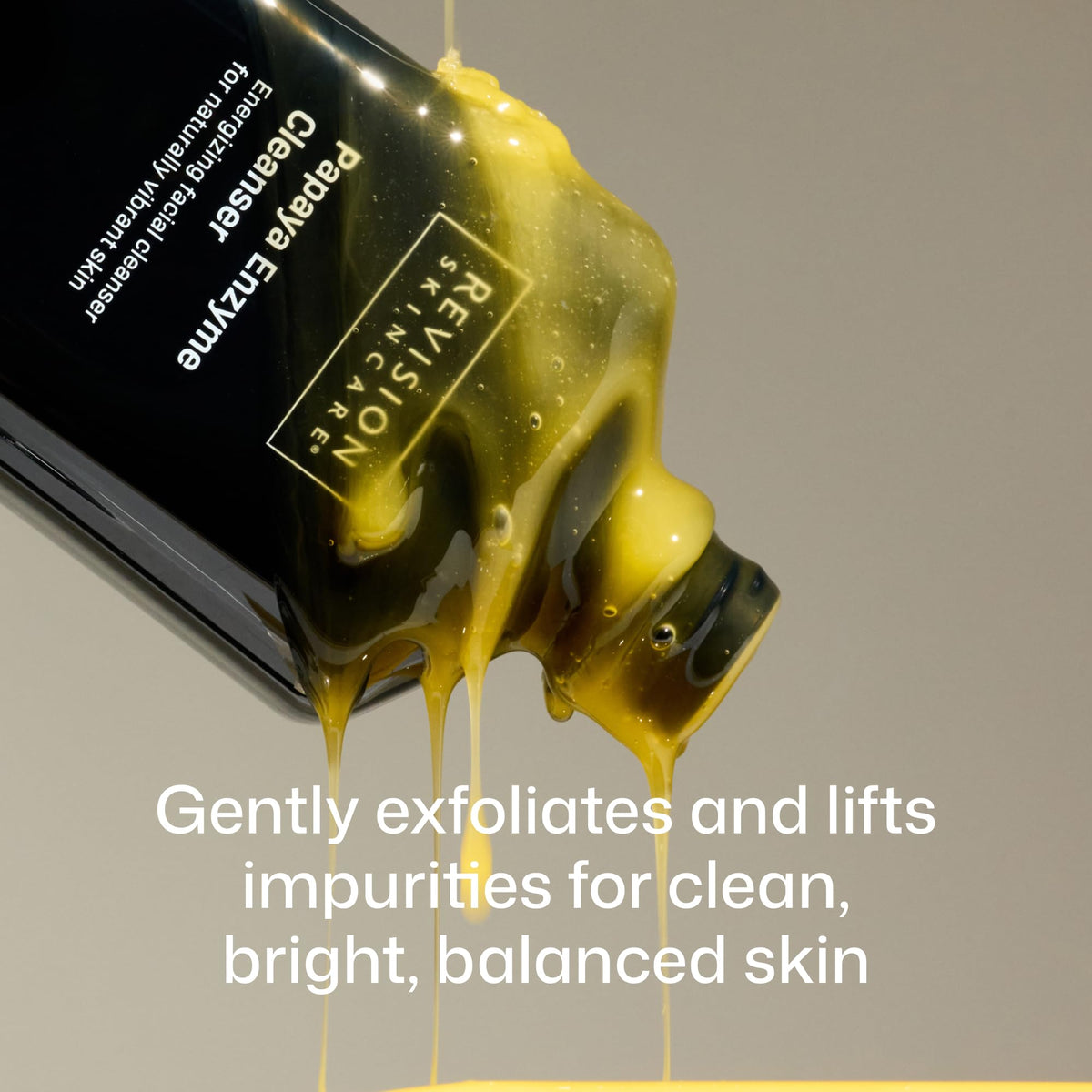 Revision Skincare cleanser being dispensed, demonstrating easy application and controlled amount