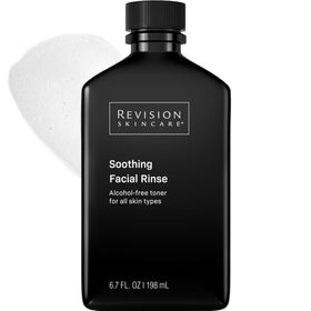 Revision Skincare front packaging showing bottle and label, clear calming benefit