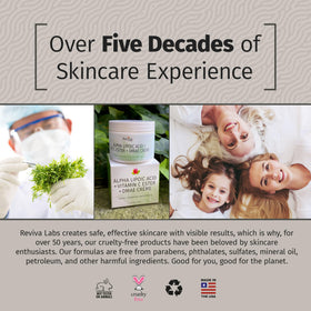 Reviva Labs cream on bathroom counter in lifestyle scene for daily use