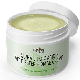 Reviva Labs cream texture close-up highlighting smooth, lightweight feel