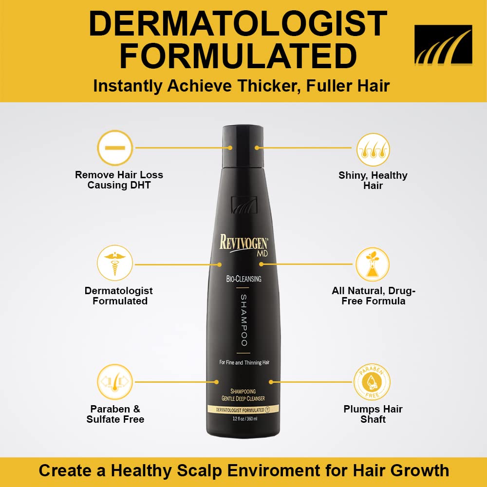Revivogen close-up of bottle label highlighting dermatologist formulation